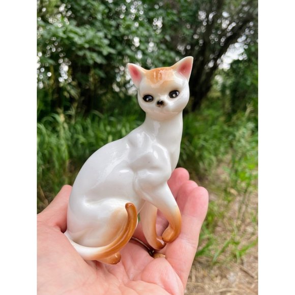 Vintage 1950s Bone China Cat Figurine Orange, white - Picture 2 of 11